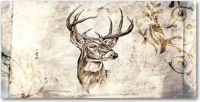 Produktbild von Tulup® Glas-Bild - 100x50 -Wandkunst - Wandbild hinter gehärtetem Sicherheitsglas  - Tiere - Hirsch - Beige