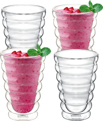 Zdjęcie produktu dla Szklanka Wilmax z podwójną ścianką, 400 ml, zestaw 4 sztuk, WL-888418/A4
