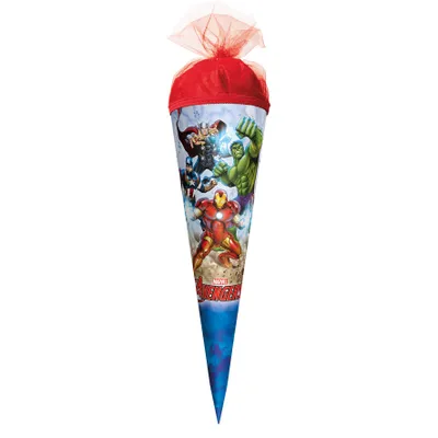 Produktbild von ROTH Geschenk-Schultüte klein Marvel Avengers 22 cm rund Tüllverschluss Zuckertüte Schulanfang