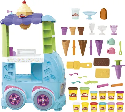 Produktbild von Hasbro F1039 Play-Doh Kitchen Großer Eiswagen 27 Teilen 12 Dosen Knder Knete