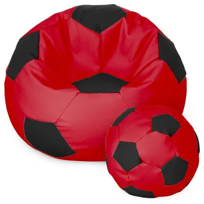 Produktbild von Fußball Sessel mit Füllung EPS Perlen Sitzsack Beanbag Sitzkissen 40cm Rot und Schwarz Sitzkissen Kissen Sitzsäcke Wohnzimmer Sitzsackbezug Gamer