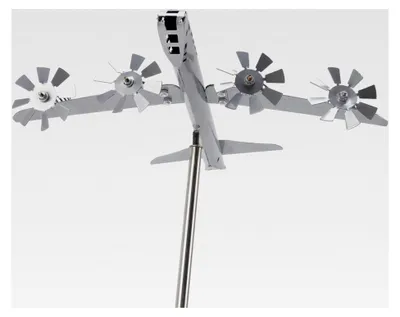 Produktbild von Metall-Windmühle in Flugzeugform, Hof-Spinner, Edelstahl-Skulptur für den Garten, einfache Montage, Dekoration