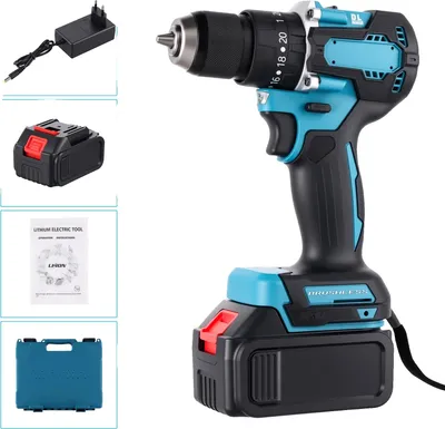 Image de Perceuse sans fil, moteur sans balais, vitesse à vide 1350 tr/min, avec 1 batterie, EU