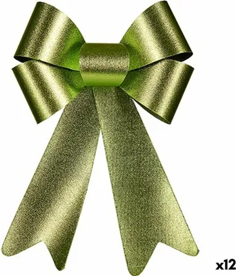 Obrázek produktu pro Vánoční dekorace mašle zelená PVC 16 x 24 x 4 cm (12 kusů)