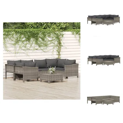 Produktbild von vidaXL 7-tlg. Garten-Lounge-Set mit Kissen Grau Poly Rattan - Gartenmöbel-Sets
