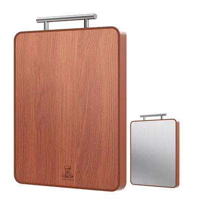 Produktbild von 2-in-1 Schneidebrett aus Holz & Edelstahl – Doppelseitig, rutschfest und robust für die Küche (42×29 cm)