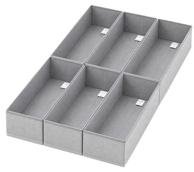 Produktbild von Aufbewahrungsbox Aufbewahrungsboxen für Schubladen Faltbare Stoffboxen aus Vliesstoff 6 St 17,5x41x11cm ohne Fächer für Unterwäsche Socken und Kleinteile