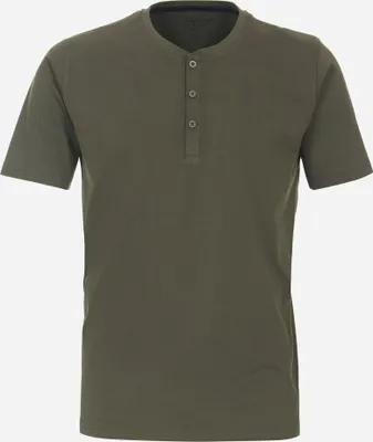 Produktbild von Redmond regular fit T-shirt, korte mouw O-hals met knoopsluiting, groen