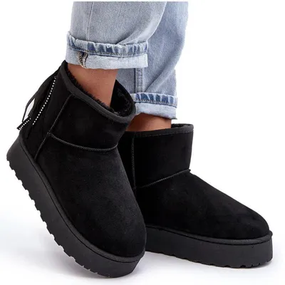 Produktbild von Damen Schneestiefel mit massiver Plateausohle und Fransen Schwarz Lirico 37
