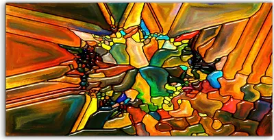 Produktbild von Coloray Spritzschutz aus Glas 100x50  Wandkunst Küchenrückwand Foto Bild groß buntes Buntglasmuster