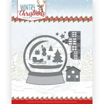 Produktbild von Stanzschablone - Yvonne Creations - Wintry Christmas - Schneemann in Schneekugel