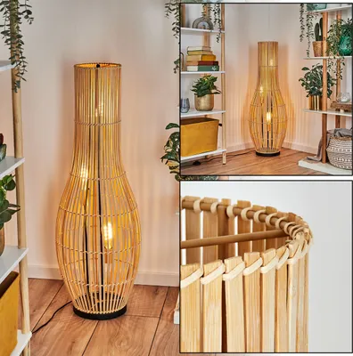 Produktbild von Potenza Stehlampe aus Metall/Bambus in Schwarz/Goldfarben