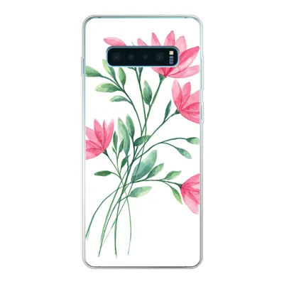 Produktbild von MuchoWow® Handyhülle Schutzhülle Hülle für Samsung Galaxy S10 Lite Blumen - Aquarell - Rosa Silikon Softcase Handy Hülle - Schutz