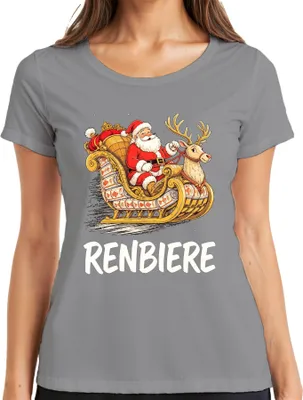 Produktbild von Renbiere Weihnachtsmann Schlitten Rentier Weihnachten Nikolaus Damen T-Shirt, Grau, XXL