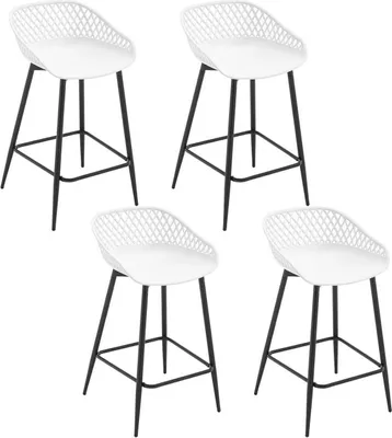 Produktbild von WOLTU Barhocker, mit hohler Rückenlehne, Fußstütze, Metallbeinen, aus PP-Kunststoff, Weiß