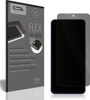 A product packaging for a screen protector is shown next to a smartphone with a screen protector applied.
