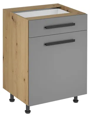 Obrázek produktu pro Dolní skříňka se šuplíkem VALEN 2 - šířka 60 cm, dub artisan / šedobéžová