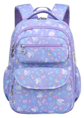 Immagine prodotto di Zaino per bambine, scuola elementare, leggero, viola, impermeabile, con elementi riflettenti