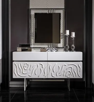 Immagine prodotto di Comò in legno bianco con specchio - Elegante toletta per