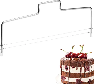 Produktbild von Professioneller Tortenschneider aus Edelstahl, verstellbar, Doppelschneiddraht-Nivellierer, Tortenschneider, Hobel, Nivellierer, Küchen-Backwerkzeug für Geburtstags-Schichtkuchen