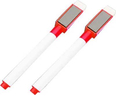Zdjęcie produktu dla 2SZT Marker do tablic suchościeralnych magnetyczny z cienką końcówką o słabym zapachu z gumką dla dzieci i dorosłych czerwony