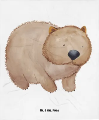 Produktbild von Mr. & Mrs. Panda Erstlingsdecke Wombat - Weiß - Geschenk, Babydecke, Plaid, Schmusedecke, Australien, Spruch, Fleecedecke, Lustige Sprüche, Schlummerdecke, Motivation