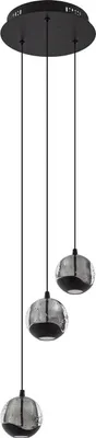 Produktbild von Lucande LED-Pendellampe Hayley, schwarz, 3-flg., Glas