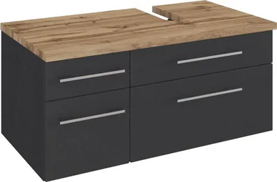 Produktbild von Waschtischunterschrank 90 cm,  Siphonausschnitt Rechts TAREE-03 in matt grau