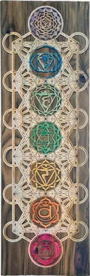 Produktbild von Metatron-Geometrie 7 Chakra Holzdeko - Handbemalt, Einzigartiges Unikat