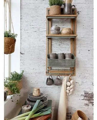 Immagine prodotto di Mensola da parete rustica con ganci, 90 cm