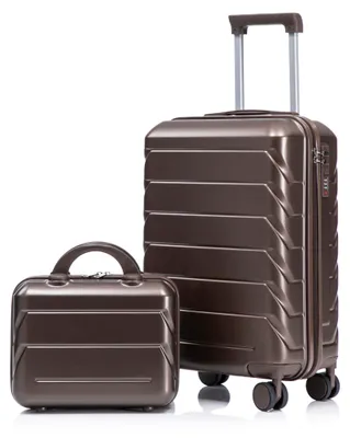Produktbild von Reisegepaeck-Set 2-teilig, ABS-Hartschale, Spinner-Rollen, Zahlenschloss, 36 x 21 x 55 cm, Braun