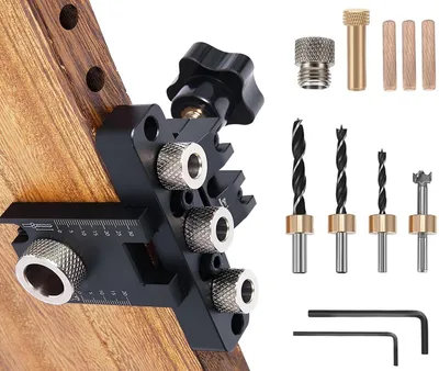 Productafbeelding van Bohrgeleider Set 3-in-1 - Verstelbaar, professioneel - Boorgids voor pluggen - Aluminiumlegering - Nauwkeurig en eenvoudig - Corrosiebestendig