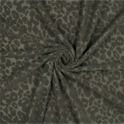 Produktbild von Jacquard-Frottee Leopard ab 0,5m x 155cm unifarben Baumwolle Leo Frotteestoff