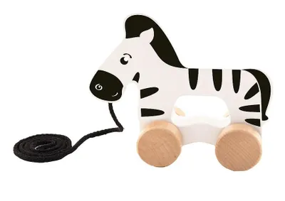 Zdjęcie produktu dla Drewniana zabawka edukacyjna Zebra na kółkach