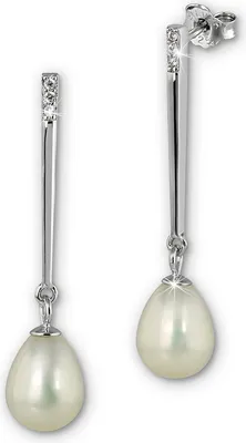 Produktbild von SilberDream Ohrstecker Perle mit Zirkonias Echt Silber weiß Ohrringe SDO1728W