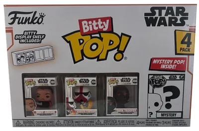 Produktbild von Funko Bitty Pop! Mandalorian - Moff Gideon™, Incinerator Stormtrooper™, Dark Trooper™ und Eine Geheimnisvolle Figur - 0,9 Zoll (2,2 cm) zum Sammeln - Geschenkidee