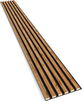 Produktbild von LAMEO Modern MDF Wandpaneele Holzlatten - Lamellen auf Filz - EICHE WOTAN - 30x275cm