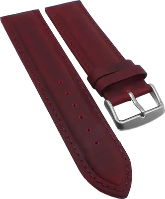 Produktbild von Minott > Uhrenarmband Leder bordeaux Vintage Look gepolstert , Stegbreite:22mm, Schließe:Silbern