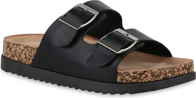 Produktbild von VAN HILL Damen Pantoletten Sandalen Profil-Sohle Schuhe 841016, Farbe: Schwarz, Größe: 37