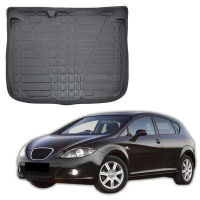 Produktbild von SCOUTT | Kofferraumwanne Laderaumwanne Kompatibel mit Seat Leon 2 Hatchback 2005-2012, mit Hoher Rand, Kofferraum-Schutzmatte, Geriffelt, Aufrollbar, Schwarz