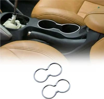 Image de Cadre porte-gobelet pour Hyundai Veloster 2011-2017 acier inox chromé 2 Pcs