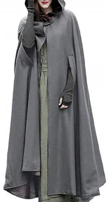 Produktbild von Damen Herbst Winter Lockerer Cape-Mantel mit Kapuze, Poncho, Cape, Strickpullover, langer Cardigan, Trenchcoat, Oberbekleidung (L)