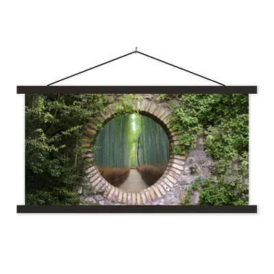 Produktbild von MuchoWow® Textilposter Bambus - Wald - Japanisch - Aussicht 150x75 cm mit schwarzem Rahmen - Posterleiste