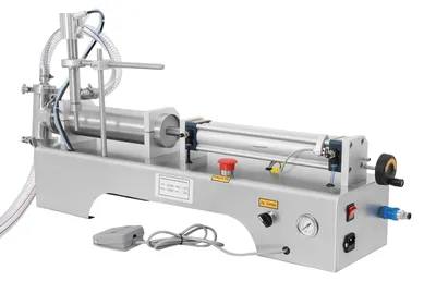 Produktbild von Pneumatische Flüssigkeitsabfüllmaschine - Einkopf Füller - 100–1000 ml - 304 Edelstahl - ≤±1 % Genauigkeit - 40 Flaschen/Min - Silber