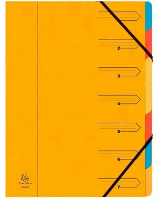 Image de Exacompta, classeur d'archives DIN A4, jaune, avec 7 compartiments et élastique de fermeture