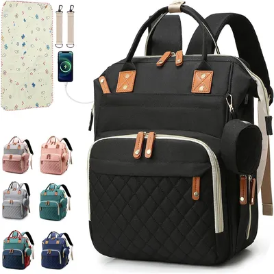 Produktbild von Windeltasche Rucksack - Wickeltasche für Papa und Mama - Babyartikel-Tasche - 16 organisierte Fächer - 40 x 15 x 30 cm