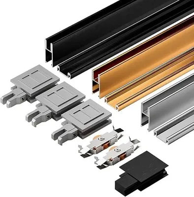 Image de Kit de rails coulissantes en aluminium pour portes en verre, 80 cm