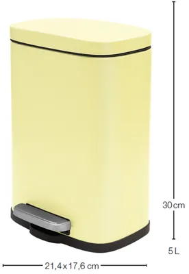 Produktbild von Spirella Kosmetikeimer 5 Liter Edelstahl mit Absenkautomatik und Inneneimer "Akira" Badezimmer Mülleimer Softclose Abfalleimer gelb matt