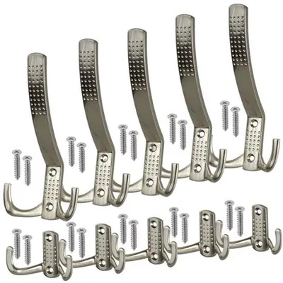Image de Crochets métalliques à visser, lot de 10, acier inoxydable, métal, crochets pour porte-serviettes