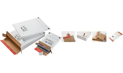 Image de ColomPac carton d'expédition colis de messagerie, pour courrier de marchandises, blanc avec double fermeture autocollante, livraison à plat, - 20 pièces (CP 065.59)